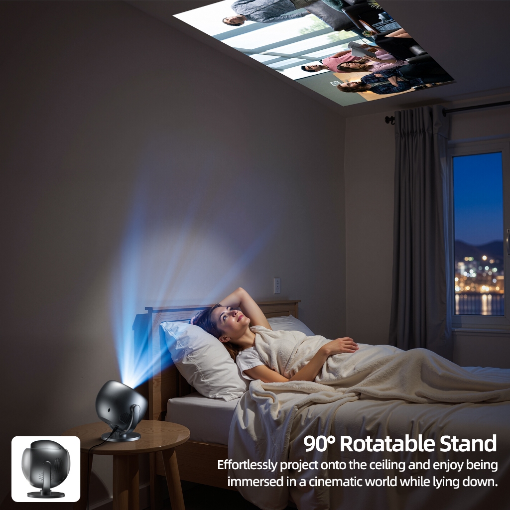 GOOJODOQ Máy chiếu Mini cầm tay bán cầu  Full1080P 180ANSI 360° Phiên bản Pad hỗ trợ Bluetooth 5.0 xoay miễn phí của Netflix Electric Focus | BigBuy360 - bigbuy360.vn