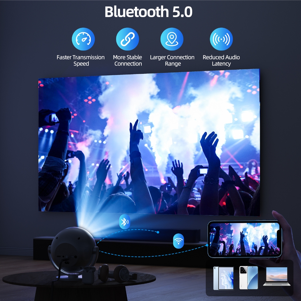 GOOJODOQ Máy chiếu Mini cầm tay bán cầu  Full1080P 180ANSI 360° Phiên bản Pad hỗ trợ Bluetooth 5.0 xoay miễn phí của Netflix Electric Focus | BigBuy360 - bigbuy360.vn