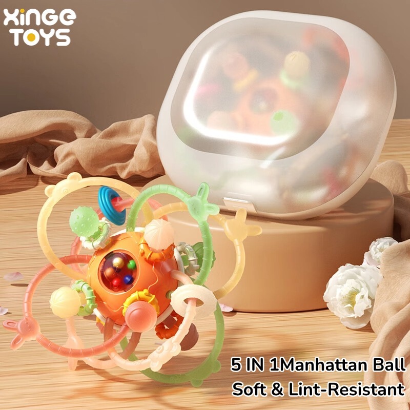 Dimoarch Gặm nướu cho bé, lục lạc cầm tay cho bé giảm ngứa nướu và luyện vận động tinh manhattan