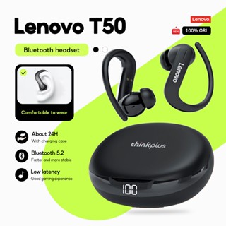 Tai nghe Lenovo T50 Tai nghe Bluetooth Tai nghe không dây Tai nghe chống nước có Mic Trò chơi chạy bộ thể thao Tai nghe HiFi Giảm tiếng ồn Bluetooth5.2