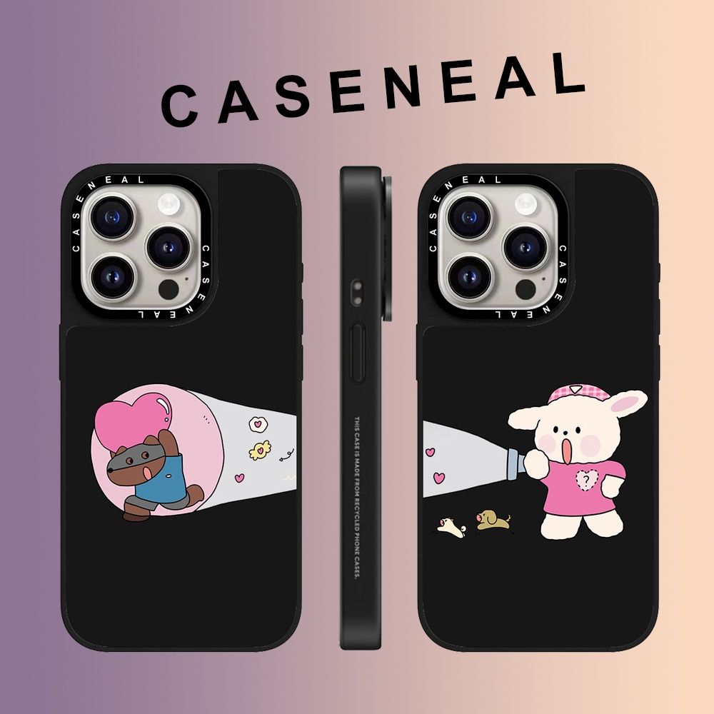 Ốp Lưng Hoạt Hình Dễ Thương Đèn Pin Gương Mặt Ốp Lưng Điện Thoại Cho iPhone 16 Pro Max 15 Plus 14 Pr