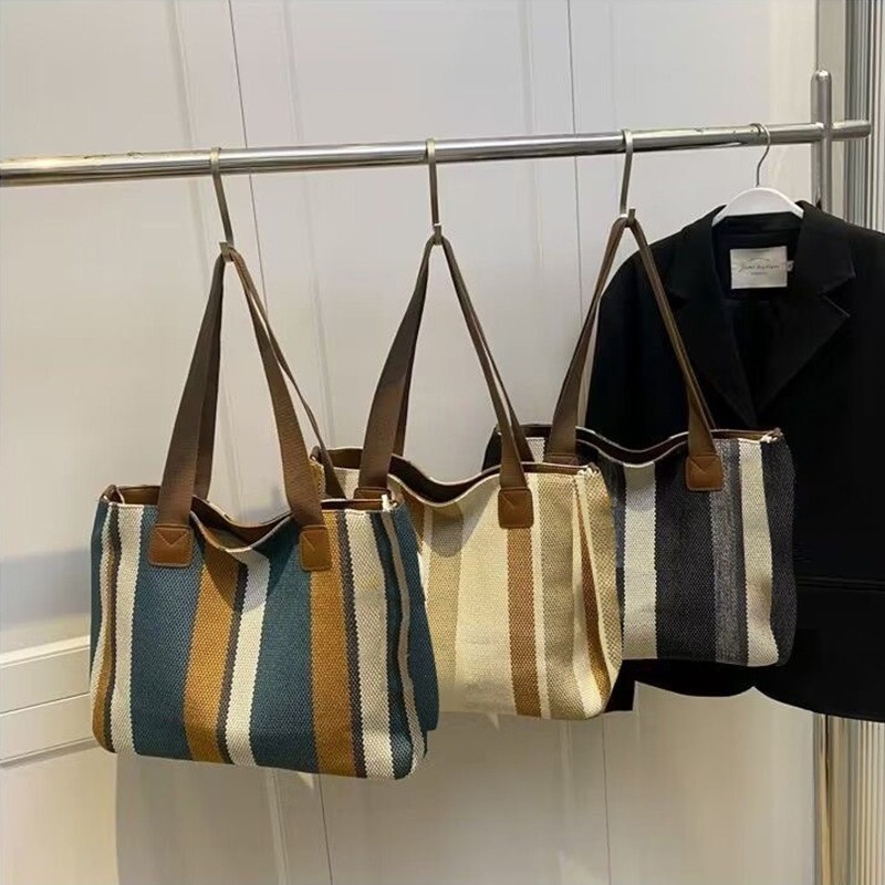 Túi tote vải nữ nhẹ phong cách Hàn Quốc túi đeo vai thời trang vintage đi chơi dung tích lớn | BigBuy360 - bigbuy360.vn