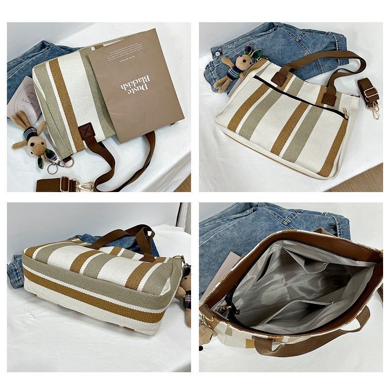 Túi tote vải nữ nhẹ phong cách Hàn Quốc túi đeo vai thời trang vintage đi chơi dung tích lớn | BigBuy360 - bigbuy360.vn