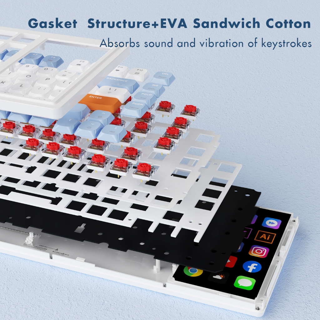 Bàn phím cơ một chế độ AJAZZ AKP815 Màn hình màu LCD 4,33 inch Màn hình lớn Phím đầy đủ Chống lưu trữ Bàn phím ít-Profile | BigBuy360 - bigbuy360.vn