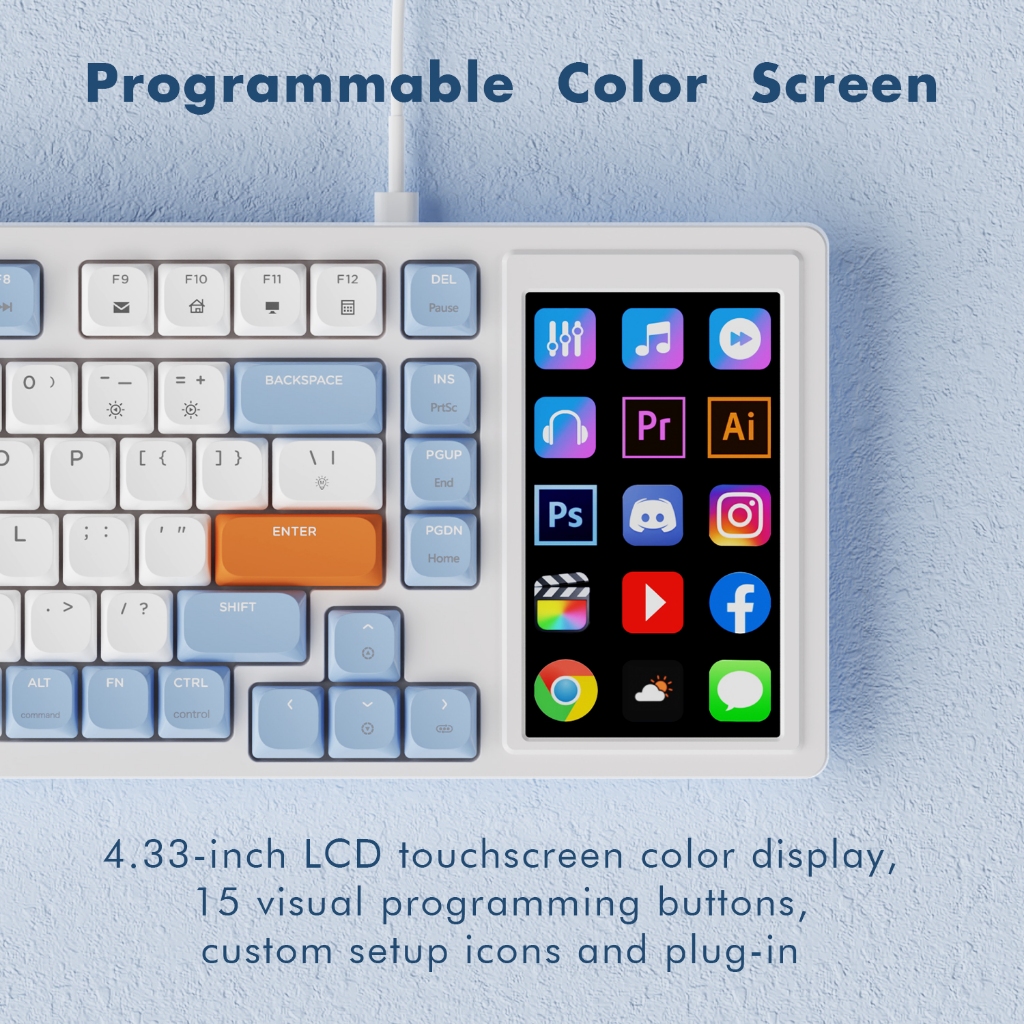 Bàn phím cơ một chế độ AJAZZ AKP815 Màn hình màu LCD 4,33 inch Màn hình lớn Phím đầy đủ Chống lưu trữ Bàn phím ít-Profile | BigBuy360 - bigbuy360.vn