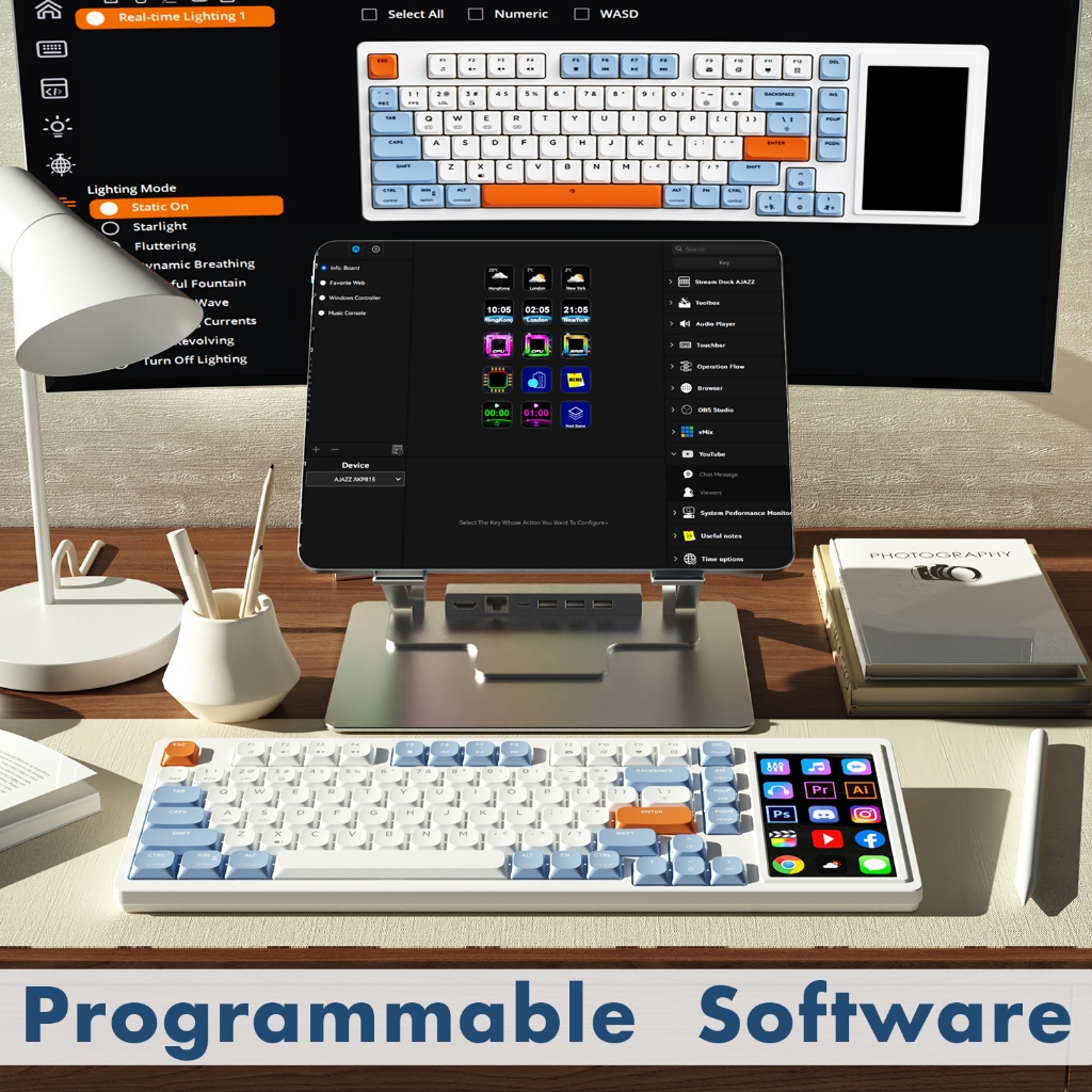 Bàn phím cơ một chế độ AJAZZ AKP815 Màn hình màu LCD 4,33 inch Màn hình lớn Phím đầy đủ Chống lưu trữ Bàn phím ít-Profile | BigBuy360 - bigbuy360.vn