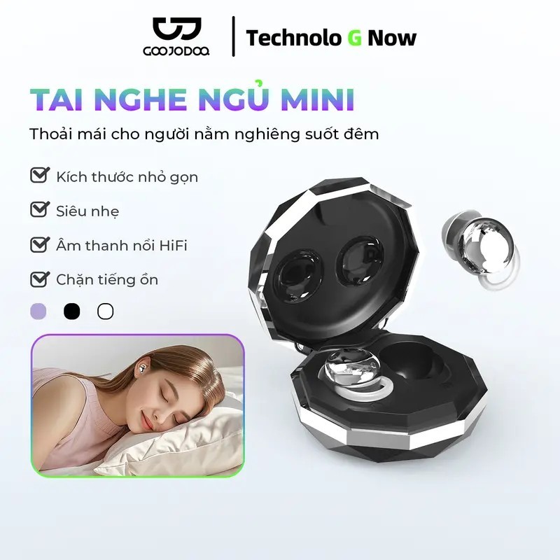 Tai nghe không dây GOOJODOQ Tai nghe ngủ Bluetooth 5.3 Khối tiếng ồn Sạc nhanh Điều khiển cảm ứng thông minh