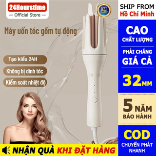 24Hourstime Máy uốn tóc bằng gốm tự động chính hãng, đường kính uốn 32mm, sẽ không làm hỏng tóc của bạn