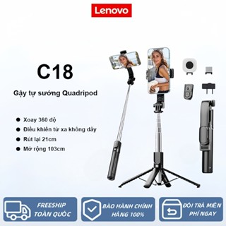 Lenovo C18 Selfie Stick Quadripod mới, gậy selfie không dây bốn chân có thể gập lại 1,03m với điều khiển từ xa Bluetooth