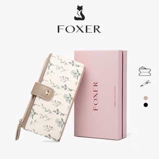 FOXER Ví dài nữ với họa tiết hoa thời trang
