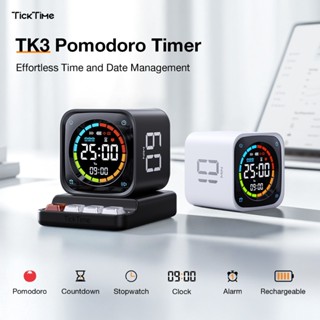 Đồng hồ bấm giờ thông minh LLANO TK3 Đồng hồ bấm giờ 4 trong 1 Báo động đếm ngược Pomodoro | Đồng hồ học im lặng có thể sạc lại với màn hình lớn cho bàn làm việc / gia đình