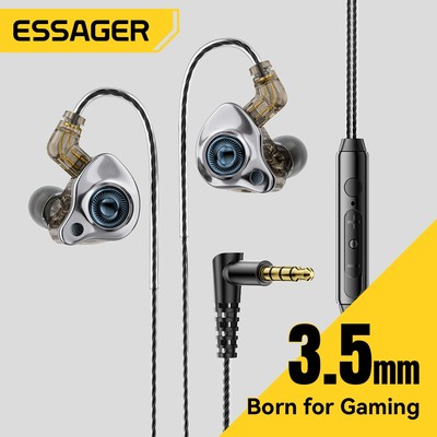 Essager 3.5mm / Type-C Điều khiển dòng Tai nghe có thể tháo rời Chơi game với Mic nghe HiFi trong tai Tai nghe có dây