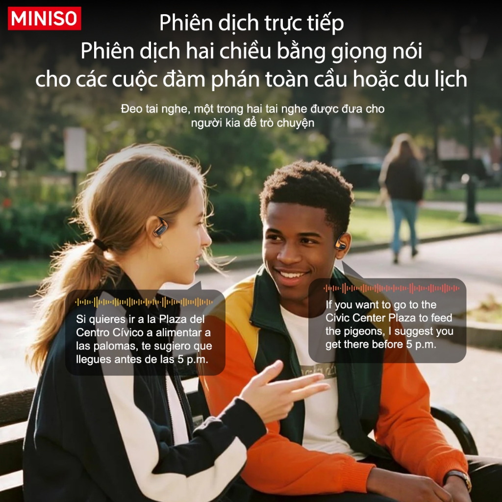 MINISO MS202 Tai Nghe Phiên Dịch AI Phiên dịch thời gian thực AI Giảm tiếng ồn Tai nghe Bluetooth Bluetooth 6.0 Tai nghe không dây Âm thanh nổi HiFi ASMR Có micrô Tai nghe dẫn truyền qua xương | BigBuy360 - bigbuy360.vn