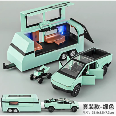 Đồ chơi trường học Mùa xe Tesla Pickup Model RV Hợp kim mô phỏng xe mô hình ô tô