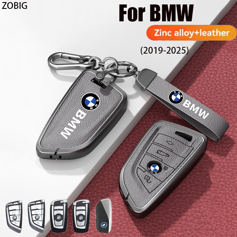 ZOBIG MỚI Hợp Kim Kẽm Da Chìa Khóa Fob Dành Cho Xe BMW Chìa Khóa Vỏ Có Móc Khóa Phù Hợp Cho 2019-202