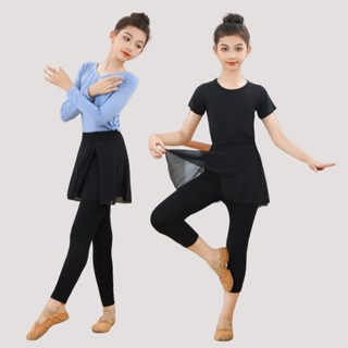 🔥Hàng Có Sẵn🔥 Quần áo khiêu vũ trẻ em / Quần áo tập luyện dài tay / Luyện tập múa ba lê ngắn tay cho bé gái / Áo khiêu vũ Trung Quốc Culottes