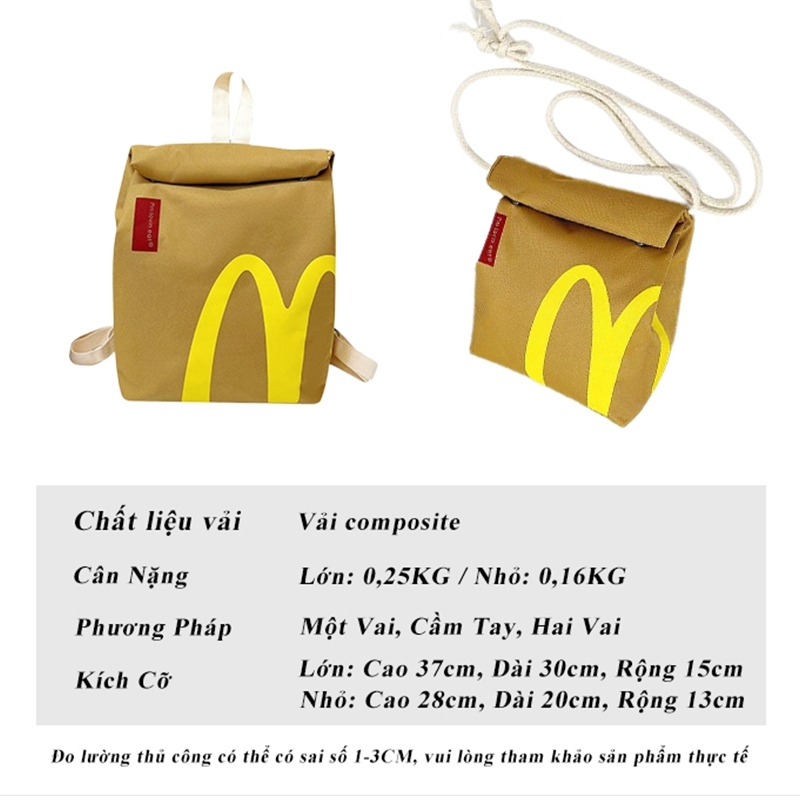 Balo Unisex Thời Trang Vải Bố In Logo McDonald’s Dung Tích Lớn Chống Mài Mòn Dễ Vệ Si | BigBuy360 - bigbuy360.vn