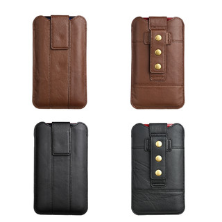 Da Sang Trọng Kép Túi Điện Thoại Thắt Lưng Kẹp Ốp Lưng Giá Đỡ Cho 7.2 Inch 6.7 Inch Nam Eo Túi Bao Da