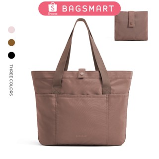 BAGSMART Túi Tote dành cho nữ Túi Tote có thể gập lại có dây kéo Túi đeo vai dung tích lớn Túi xách màu trơn
