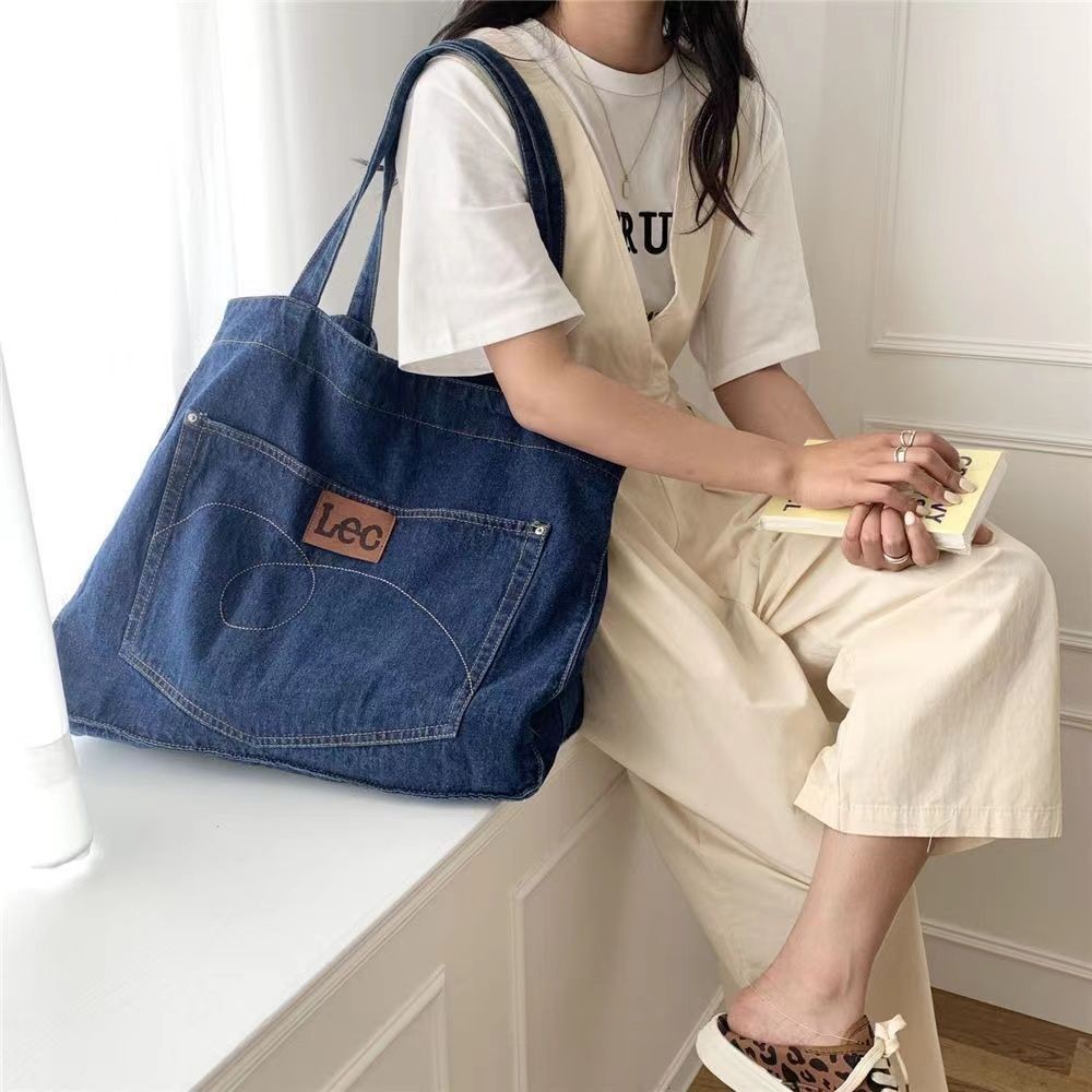 Túi đeo chéo denim cầm tay cỡ lớn phong cách Hàn Quốc dành cho nữ Túi đeo vai phổ biến dành cho nữ | BigBuy360 - bigbuy360.vn