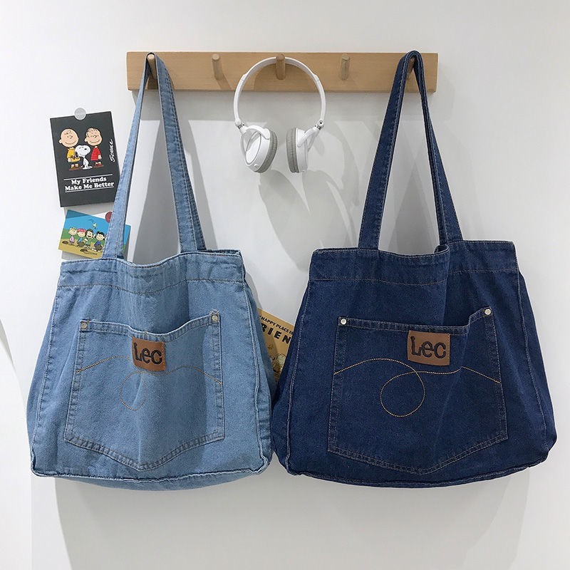 Túi đeo chéo denim cầm tay cỡ lớn phong cách Hàn Quốc dành cho nữ Túi đeo vai phổ biến dành cho nữ | BigBuy360 - bigbuy360.vn