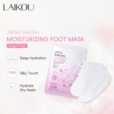 LAIKOU Japan Sakura Mositurizing Foot Mask 40g / Cặp Dưỡng ẩm chuyên sâu Da chân mềm mại & mịn màng Booties siêu mềm