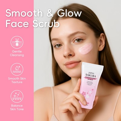 LAIKOU Japan Sakura Tẩy tế bào chết 8g - với chiết xuất Sakura Tăng cường bức xạ da, Axit Lactic để tẩy tế bào chết nhẹ nhàng