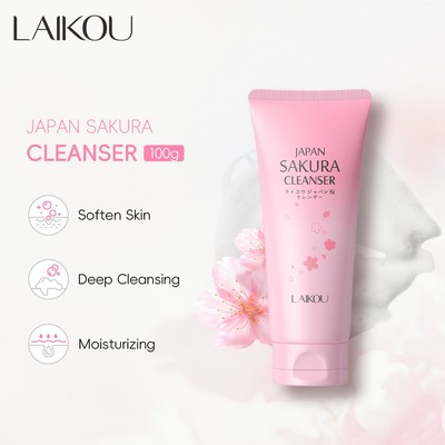 Sữa rửa mặt LAIKOU Nhật Bản Sakura 100g Làm sạch sâu Dưỡng ẩm Tiết lộ làn da rạng rỡ