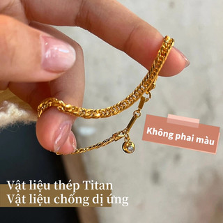 Việt Nam 1 Ngày Giao💕Vàng Rắn Xương Cô Gái Vòng Tay Mặt Dây Chuyền Zircon Cô Gái Vòng Tay Cao Cấp Không Phai Màu Có Thể Giặt Vòng Tay Bé Gái