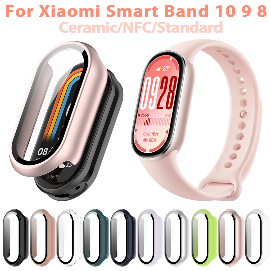 Dành Cho Xiaomi Smart Band 10 9 8 NFC Ốp Lưng PC Bảo Vệ Kính Cường Lực Phim Dành Cho Xiaomi Mi Band 