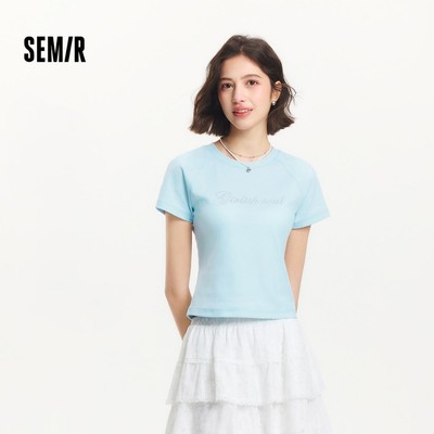 Áo thun ngắn nữ Semir màu sắc nổi bật, thiết kế slim fit, phù hợp mùa hè