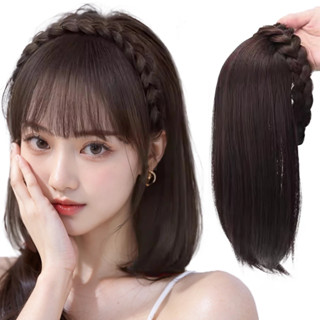 Tóc Giả Ngắn Màu Đen / Nâu Có Kẹp Gắn Kiểu Xương Cá Tiện Dụng Cho Nữ