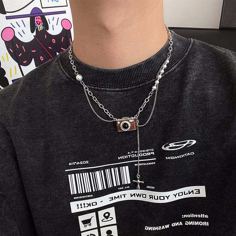 mùa hè Vòng cổ MAYEBE LAVEND Mạ Bạc Nhiều Lớp unisex y2k Phong Cách hip hop | BigBuy360 - bigbuy360.vn