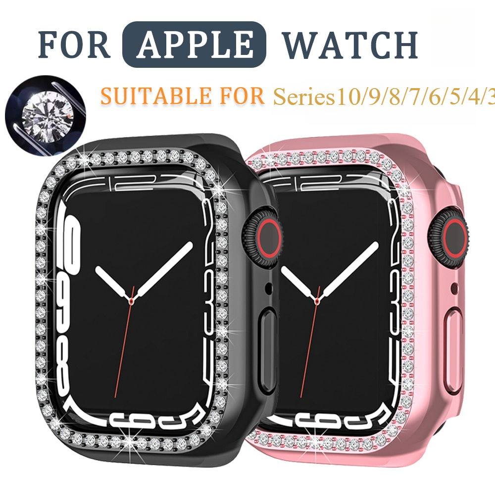 Ốp Đồng Hồ Kim Cương Giả Đơn Hàng Cho Apple Watch Series 11 10 9 8 7 6 5 4 42mm 46mm 45mm 41mm 40mm 