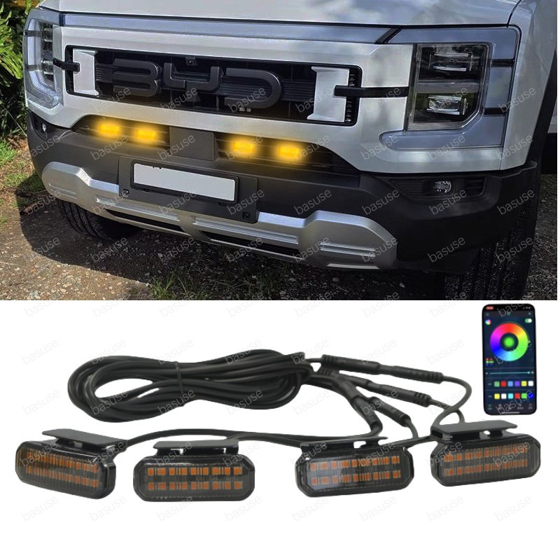 Đèn LED Lưới Tản Nhiệt Trước Cho Xe BYD Shark Chạy Ban Ngày Bánh Xe Đèn Lông Mày Cho Xe Bán Tải Offr