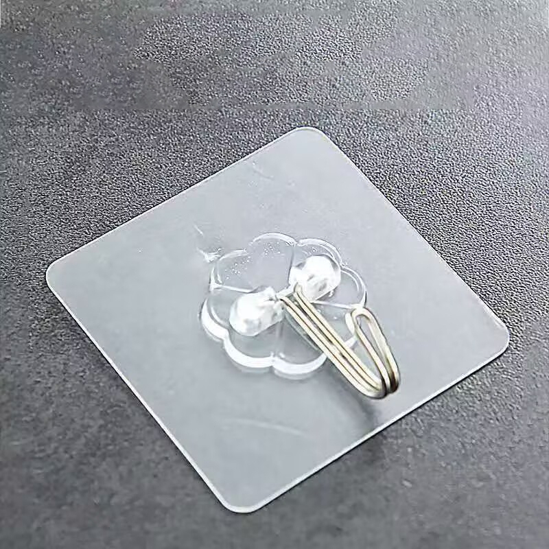Móc Dính Mạnh Mẽ Liền Mạch Chịu Tải Dính Móc Trong Suốt Móc Treo Tường Nhà Bếp Phòng Tắm Lỗ Không Móc