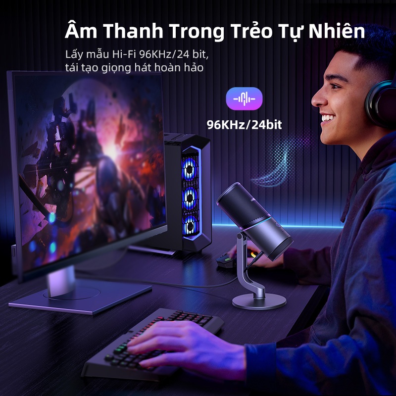 Micro USB UGREEN 7 chế độ Đèn RGB 180° Điều chỉnh theo chiều dọc Mic họa tiết phân cực Cardioid theo thời gian thực để | BigBuy360 - bigbuy360.vn