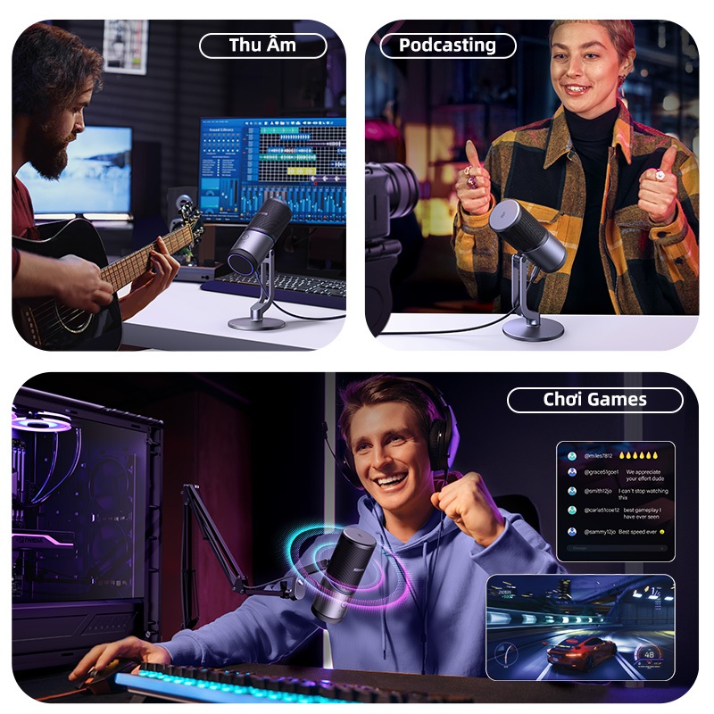 Micro USB UGREEN 7 chế độ Đèn RGB 180° Điều chỉnh theo chiều dọc Mic họa tiết phân cực Cardioid theo thời gian thực để | BigBuy360 - bigbuy360.vn