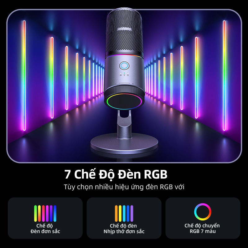 Micro USB UGREEN 7 chế độ Đèn RGB 180° Điều chỉnh theo chiều dọc Mic họa tiết phân cực Cardioid theo thời gian thực để | BigBuy360 - bigbuy360.vn