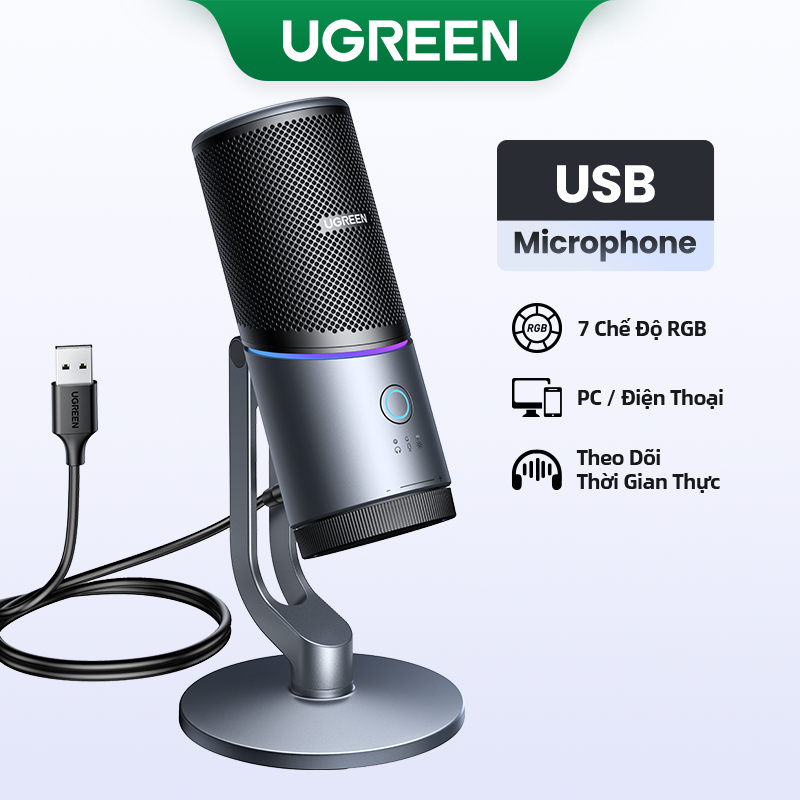 Micro USB UGREEN 7 chế độ Đèn RGB 180° Điều chỉnh theo chiều dọc Mic họa tiết phân cực Cardioid theo thời gian thực để | BigBuy360 - bigbuy360.vn