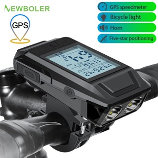 NEWBOLER GPS Xe Đạp Đồng Hồ Tốc Độ Đèn Xe Đạp 4000Mah Có Sừng Xe Đạp Đồng Hồ Đo Đèn Pha Xe Đạp Chống Nước