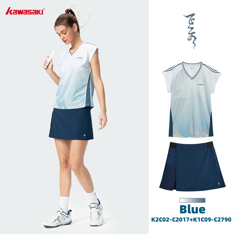 Kawasaki 2025 Áo thun thể thao cầu lông Pickleball mới K2C02-C1017 & K2C02-C2017 Áo thun nam nữ thấm mồ hôi khô nhanh Áo sơ mi thông thường thoáng khí