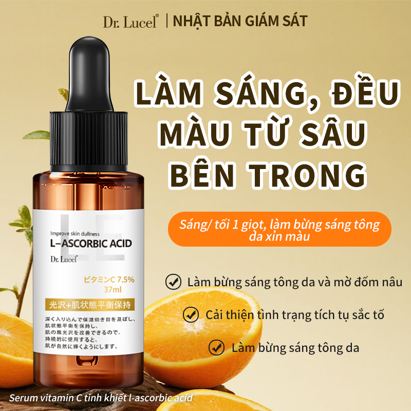  Nhật Bản Dr.Lucel Vitamin C Serum Giữ ẩm và làm dịu Loại bỏvết mụn Làm Trắng Da Dưỡng Ẩm Sáng Da37ml 