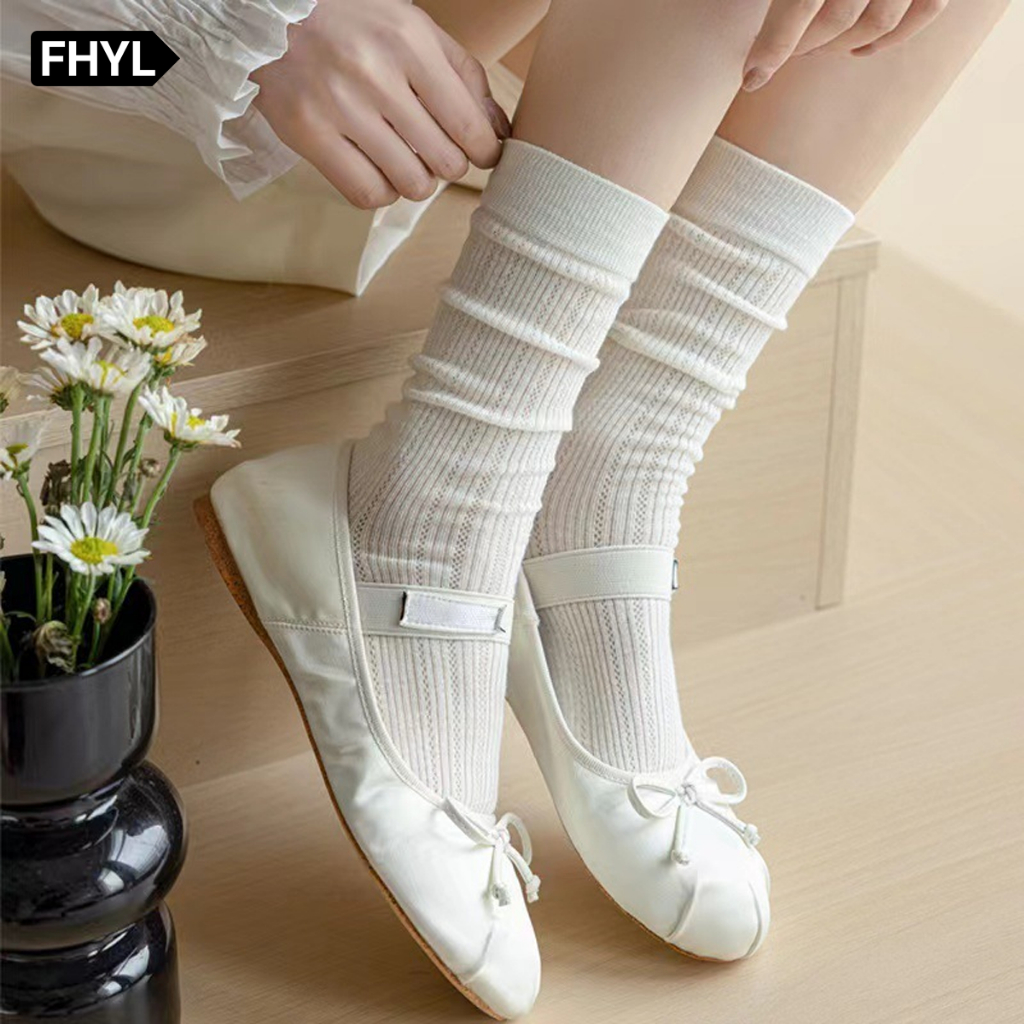 Mùa Hè Nữ Mỏng Màu Trơn Đa Năng Jk Tất Hàn Quốc Cotton Nguyên Chất Giữa Cao…