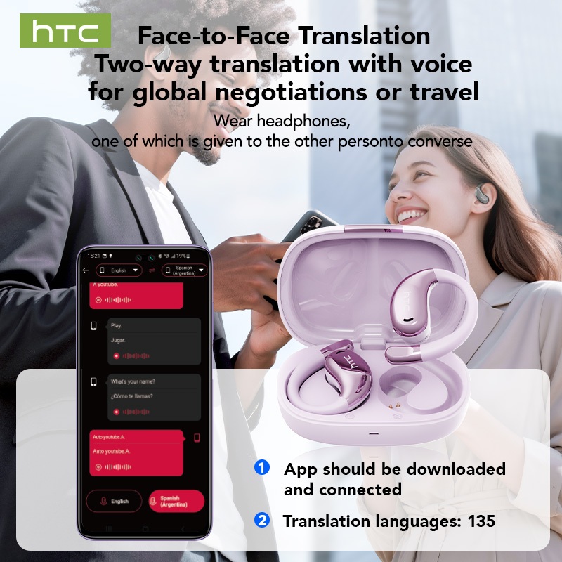 Tai nghe dịch HTC NE22 Tai nghe Bluetooth OWS Tai nghe móc tai mở hoàn toàn IPX5 Tai nghe không dây chống nước Bluetooth 6.0 | BigBuy360 - bigbuy360.vn