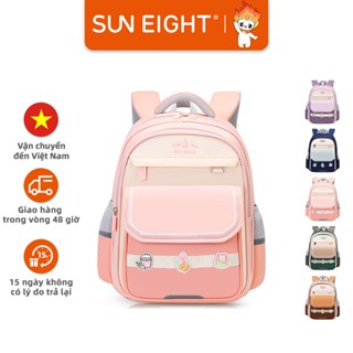Sun Eight balo chống gù cho học sinh tiểu học balo đi học nhẹ nhiều ngăn có phản quang