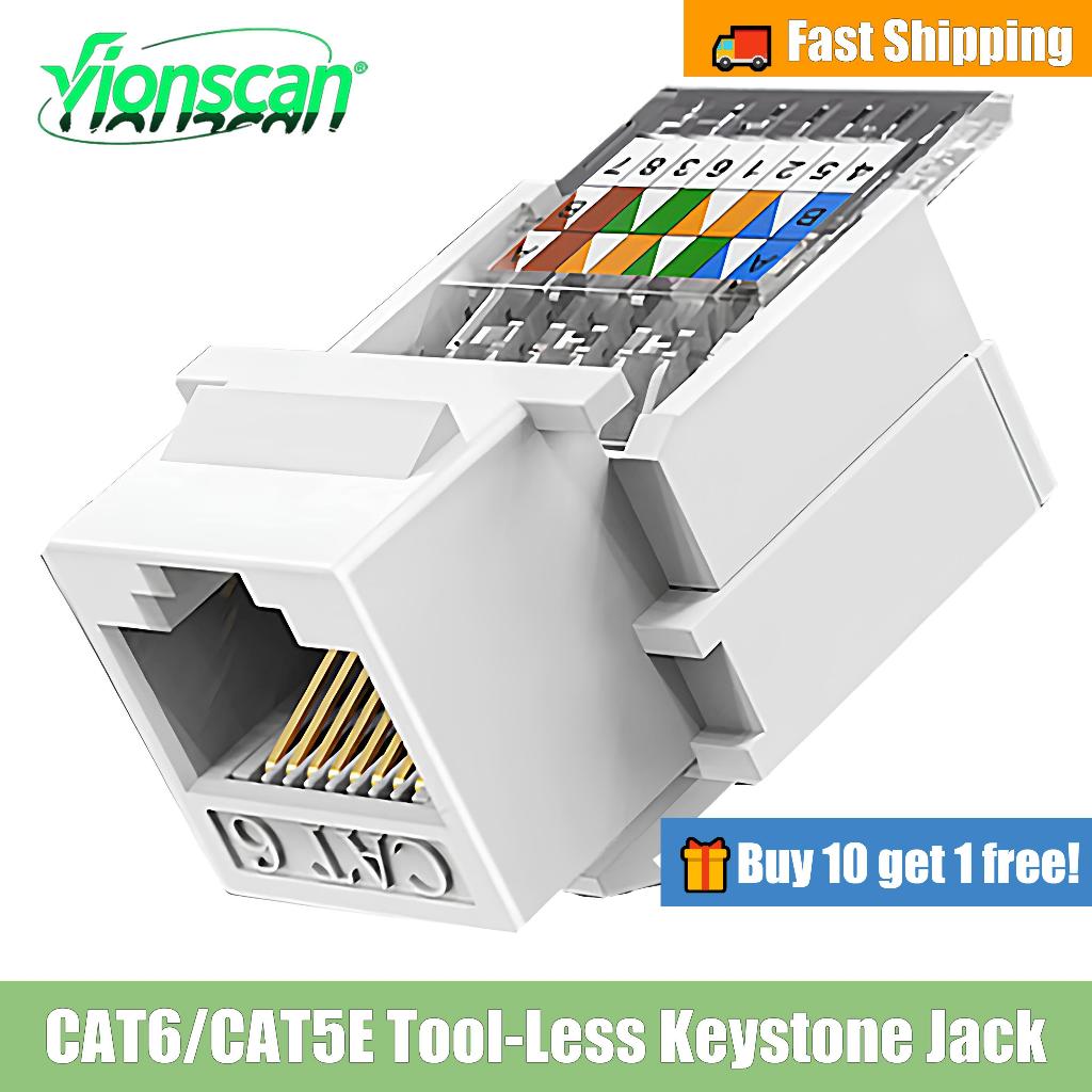 Vionscan 1 Chiếc Cat6 Cat5e RJ45 Tool-Less Không Đục Lỗ Công Cụ Yêu Cầu Keystone Ethernet Module Nữ Jack Kết Nối Mạng Bộ Chuyển Đổi Tường Khớp Nối