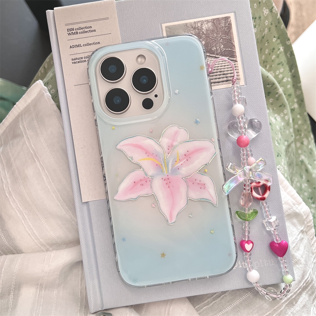 Dành cho iphone Case 16 Pro Max 15 Pro Max 14 Pro Max Vỏ điện thoại hoa huệ nước hoa mạ vàng