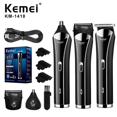 Kemei KM-1418 Máy Cạo Râu Điện 3 Trong 1 Sạc USB Tông Đơ Cắt Tóc Điện Sạc Mũi Chuyên Nghiệp Máy Cạo Râu Tông Đơ