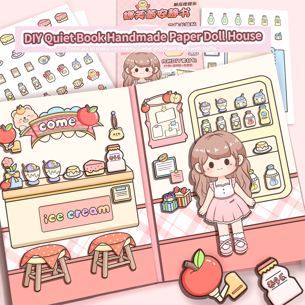 Funina Unstress Puzzle Girl Pink Dress up Quiet Book DIY Material Pack Sản phẩm không hoàn thiện Yêu